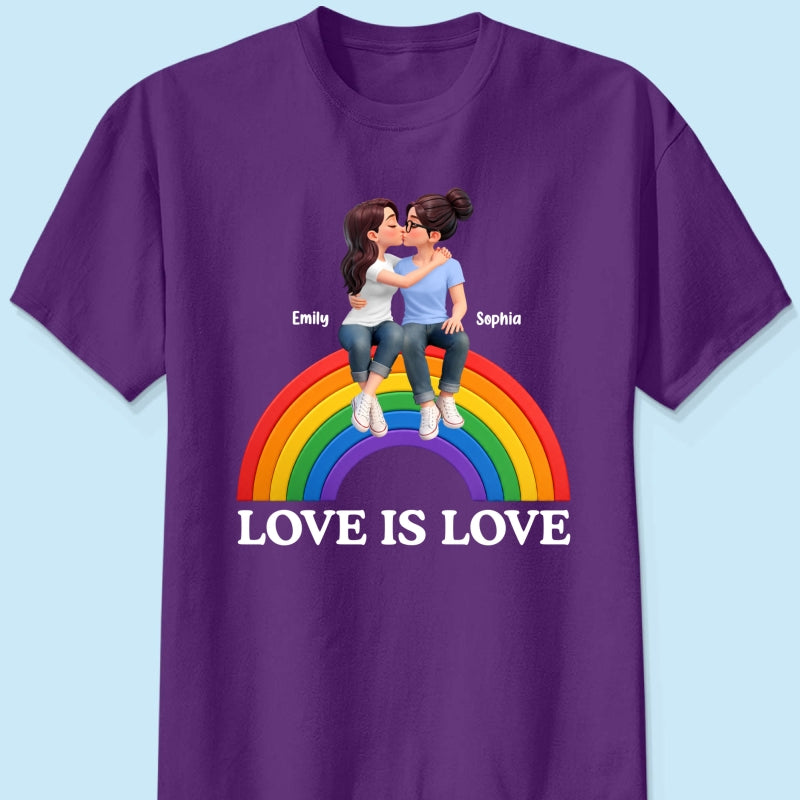 LGBT+ Couple Love Is Love - Personalized Shirt - Matching Shirts For Couple, Happy Pride Month