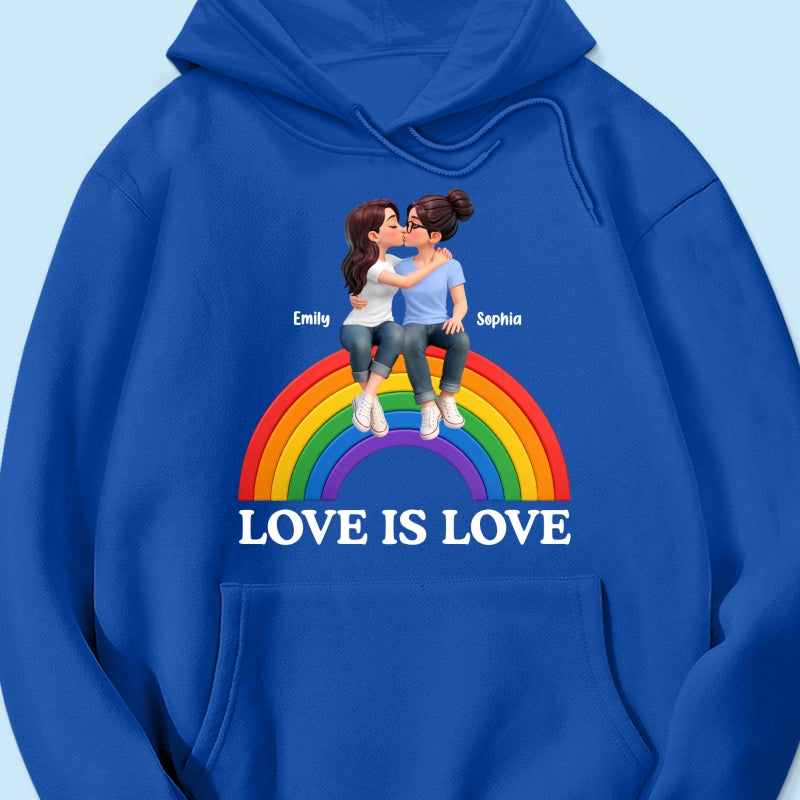 LGBT+ Couple Love Is Love - Personalized Shirt - Matching Shirts For Couple, Happy Pride Month