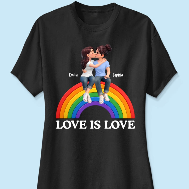 LGBT+ Couple Love Is Love - Personalized Shirt - Matching Shirts For Couple, Happy Pride Month