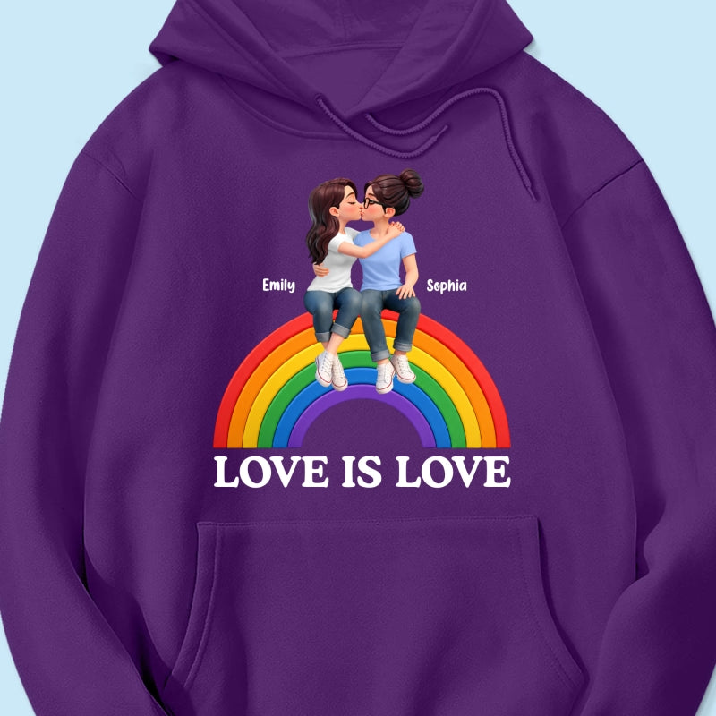 LGBT+ Couple Love Is Love - Personalized Shirt - Matching Shirts For Couple, Happy Pride Month