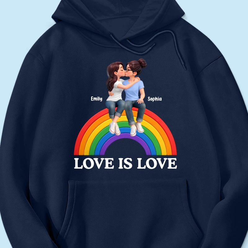 LGBT+ Couple Love Is Love - Personalized Shirt - Matching Shirts For Couple, Happy Pride Month