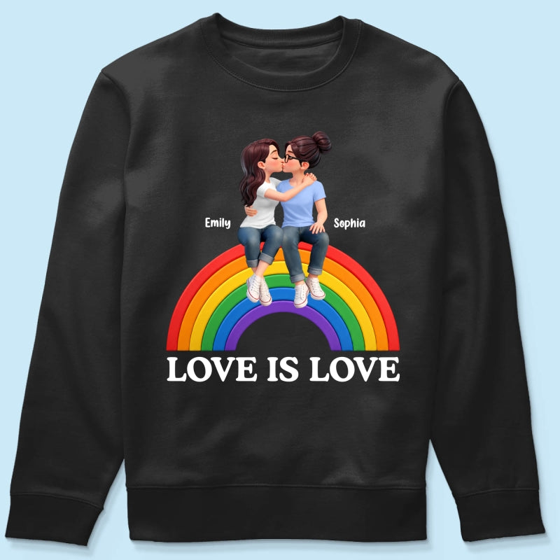 LGBT+ Couple Love Is Love - Personalized Shirt - Matching Shirts For Couple, Happy Pride Month