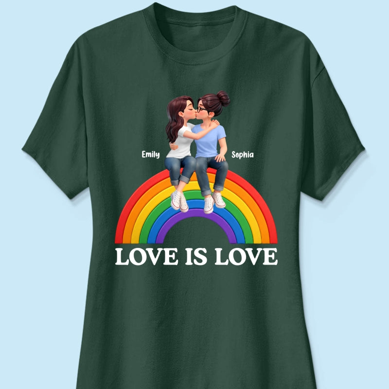 LGBT+ Couple Love Is Love - Personalized Shirt - Matching Shirts For Couple, Happy Pride Month