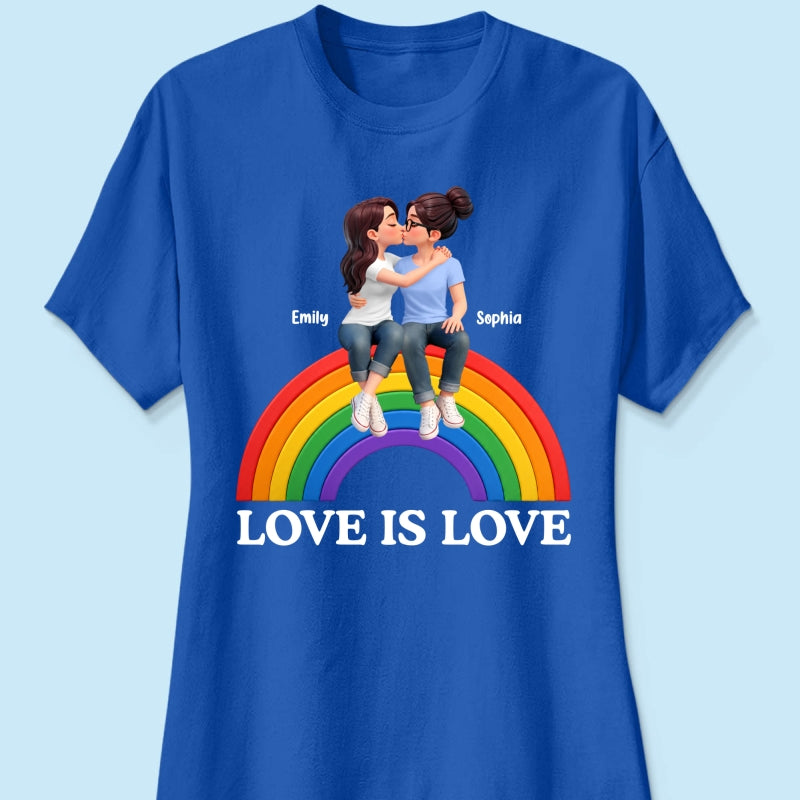 LGBT+ Couple Love Is Love - Personalized Shirt - Matching Shirts For Couple, Happy Pride Month