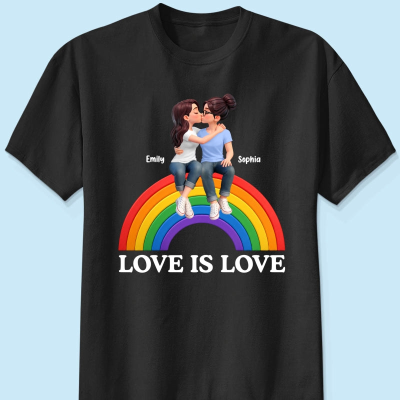 LGBT+ Couple Love Is Love - Personalized Shirt - Matching Shirts For Couple, Happy Pride Month