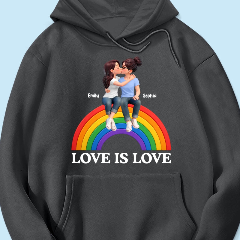 LGBT+ Couple Love Is Love - Personalized Shirt - Matching Shirts For Couple, Happy Pride Month