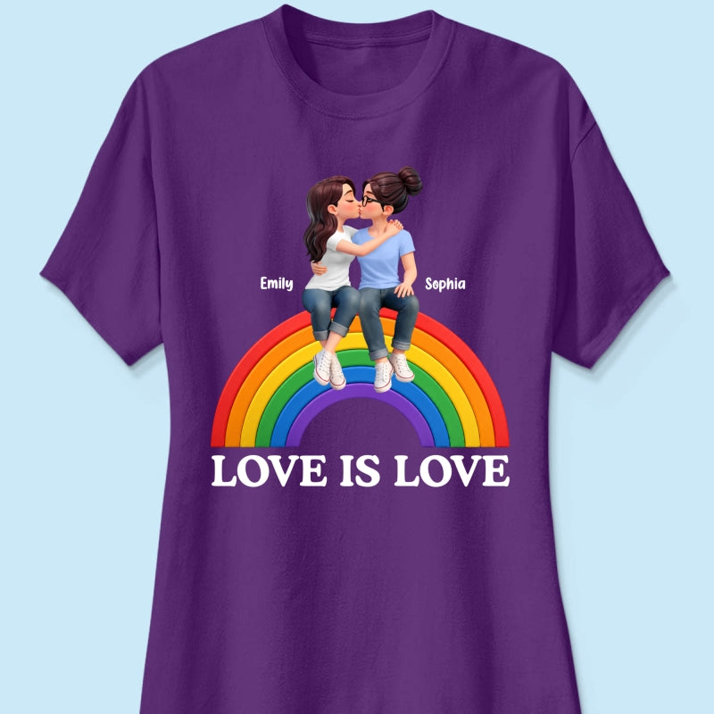 LGBT+ Couple Love Is Love - Personalized Shirt - Matching Shirts For Couple, Happy Pride Month