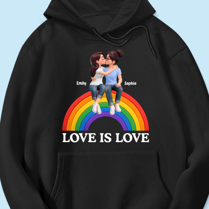 LGBT+ Couple Love Is Love - Personalized Shirt - Matching Shirts For Couple, Happy Pride Month