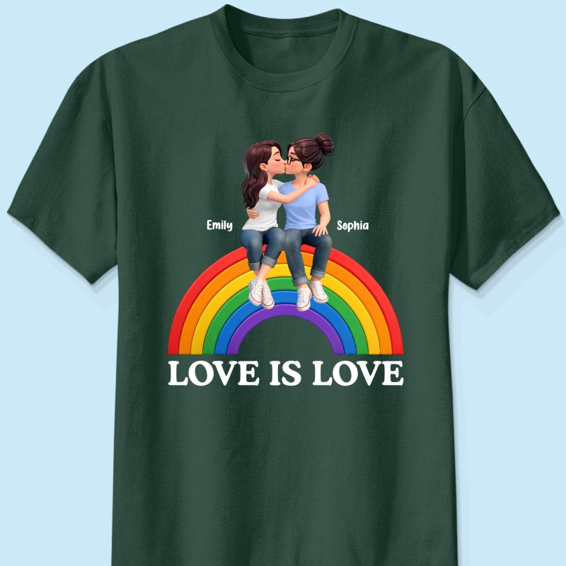 LGBT+ Couple Love Is Love - Personalized Shirt - Matching Shirts For Couple, Happy Pride Month