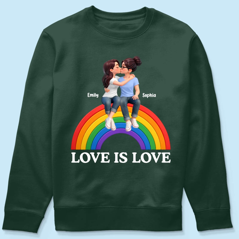 LGBT+ Couple Love Is Love - Personalized Shirt - Matching Shirts For Couple, Happy Pride Month