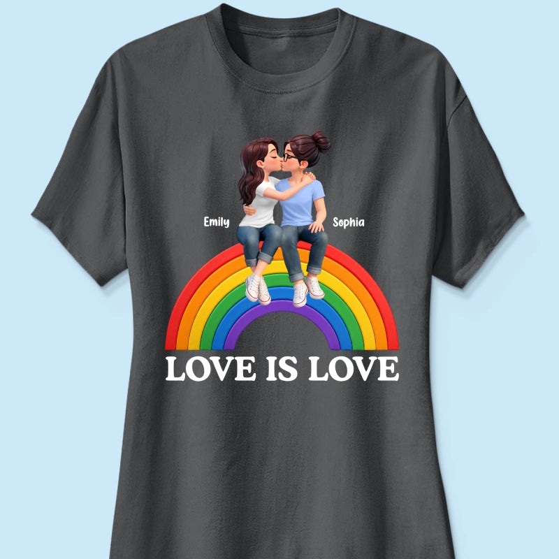 LGBT+ Couple Love Is Love - Personalized Shirt - Matching Shirts For Couple, Happy Pride Month