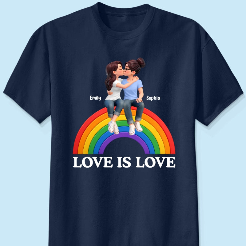 LGBT+ Couple Love Is Love - Personalized Shirt - Matching Shirts For Couple, Happy Pride Month