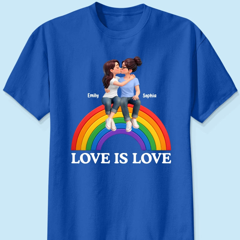 LGBT+ Couple Love Is Love - Personalized Shirt - Matching Shirts For Couple, Happy Pride Month
