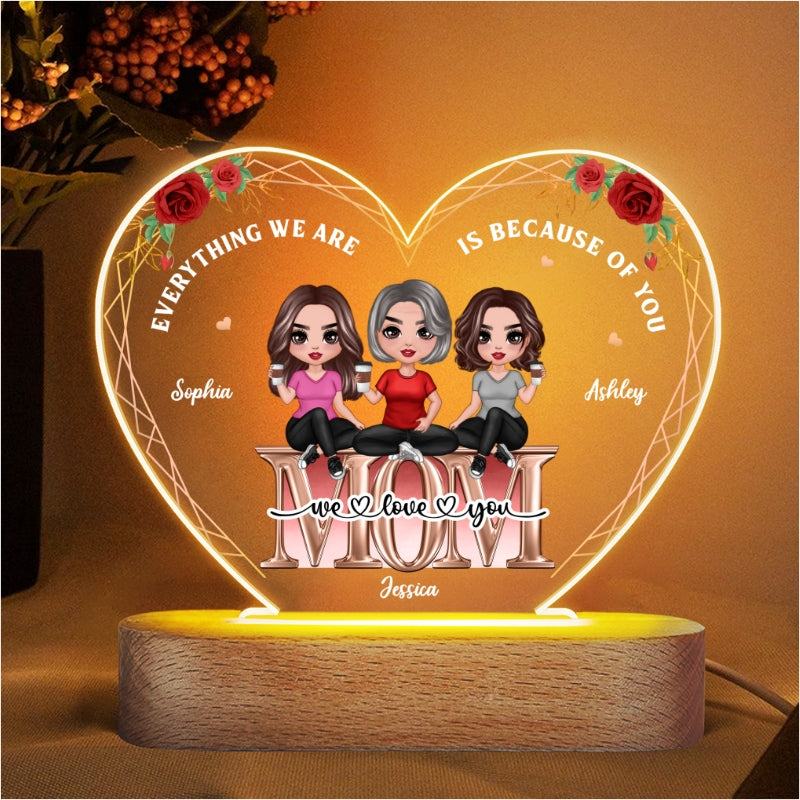 Mom We Love You Rose Outline Personalized LED Night Light Acrylic LED Lamp, Mother‘s Day Gift For Mom