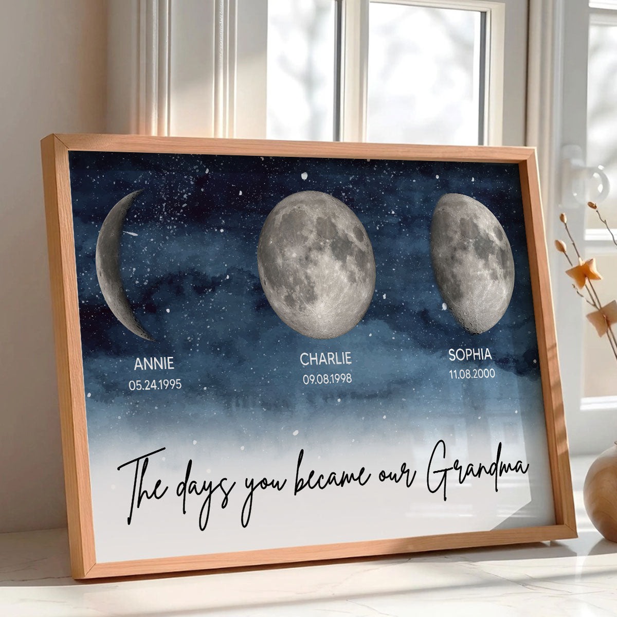 Starry Night Custom Birth Moon Phase The Days You Became Our Grandma Personalized Poster, Gift