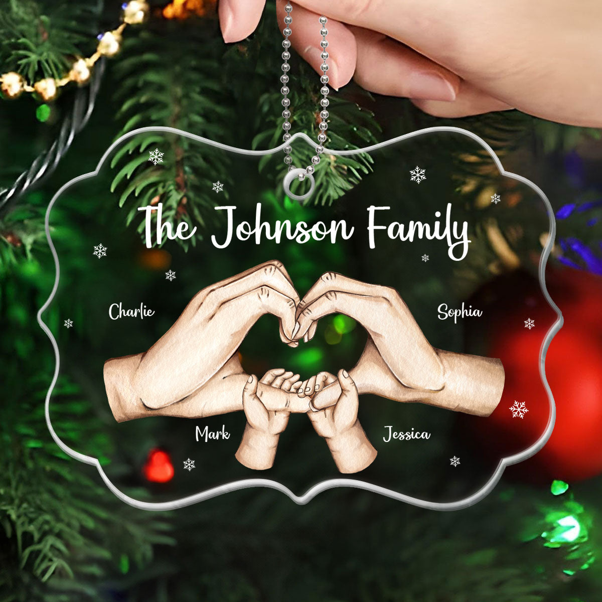 Together We Make A Family Heart Hands Personalizec Acrylic Ornament