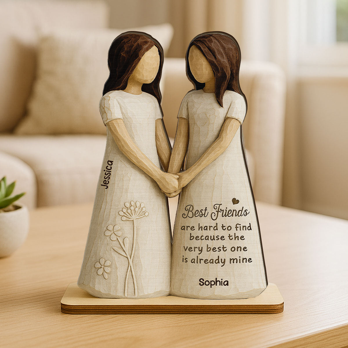Best Friends Are Hard To Find 3D Effect - Personalized 2-Layered Wooden Plaque - Gift for Besties, Best Friends