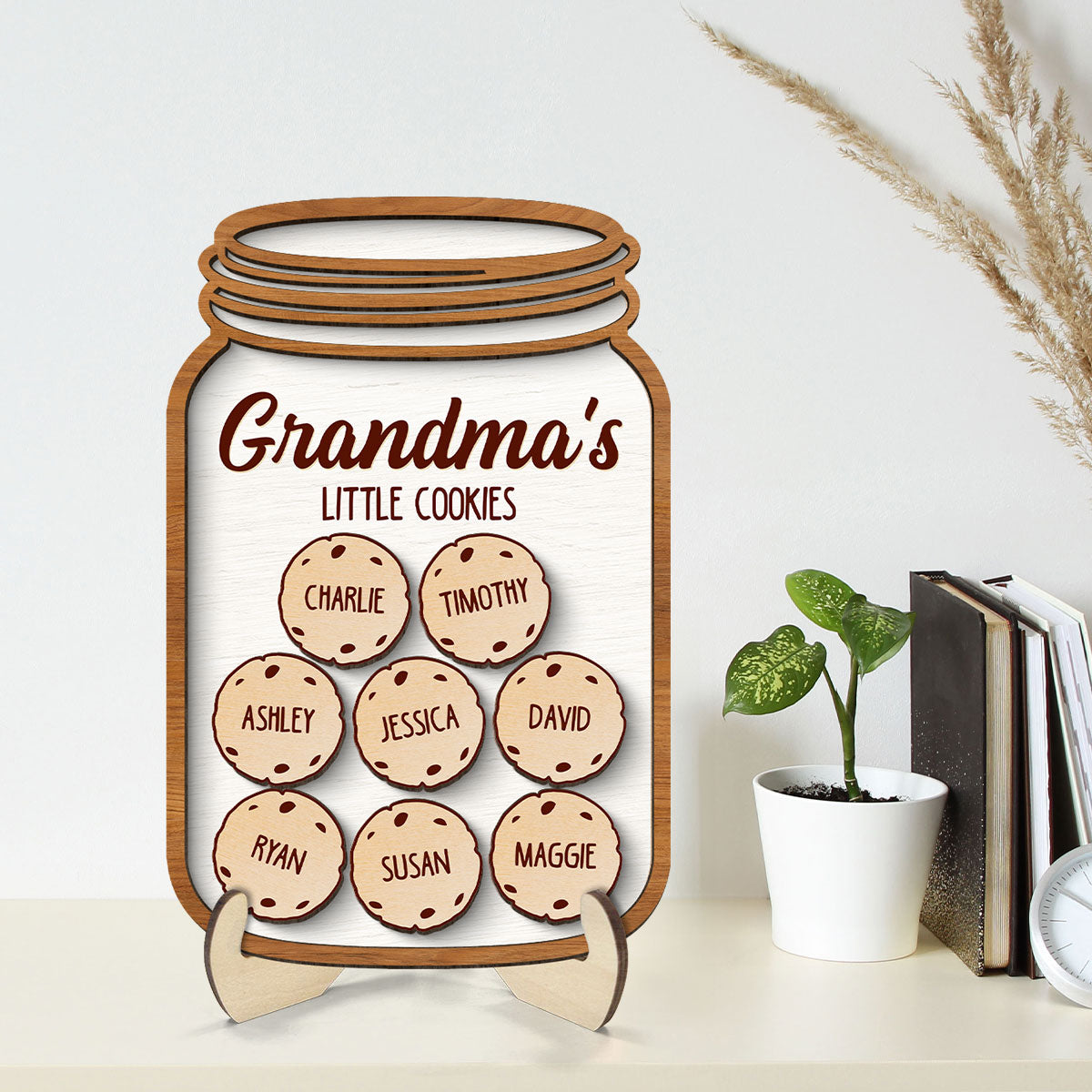 Grandma Mom Cookies Jar Gift Personalized 2-layer Wooden Plaque