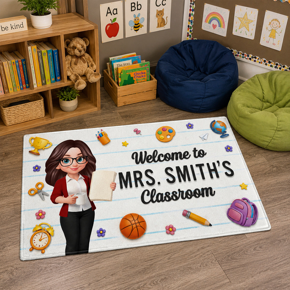 Cute Teacher Welcome Classroom - Personalized Doormat - Back To School Gift For Teacher, Classroom Decor