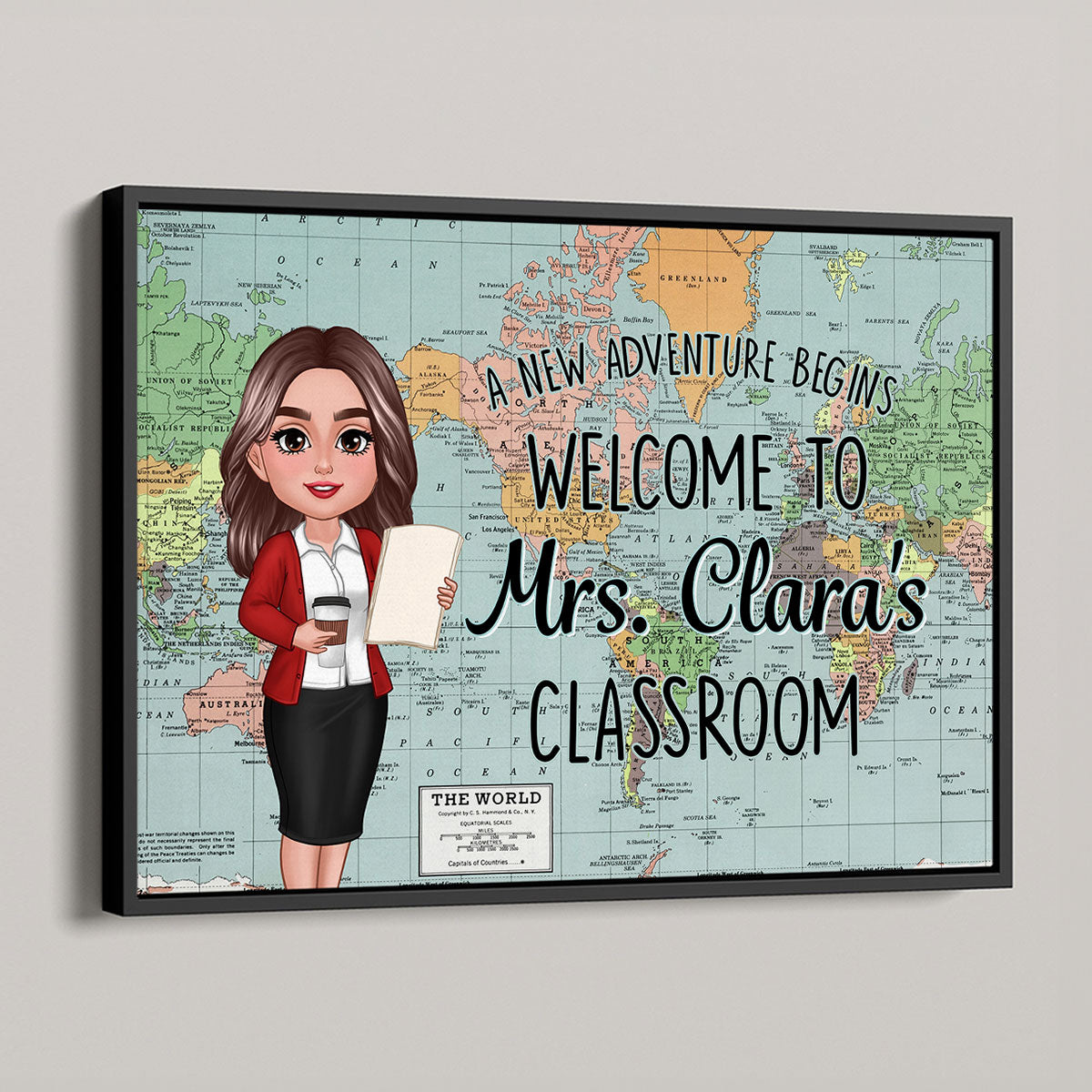 World Map Adventure Themed Welcome To Classroom Personalized Poster, Back To School, Classroom Decor