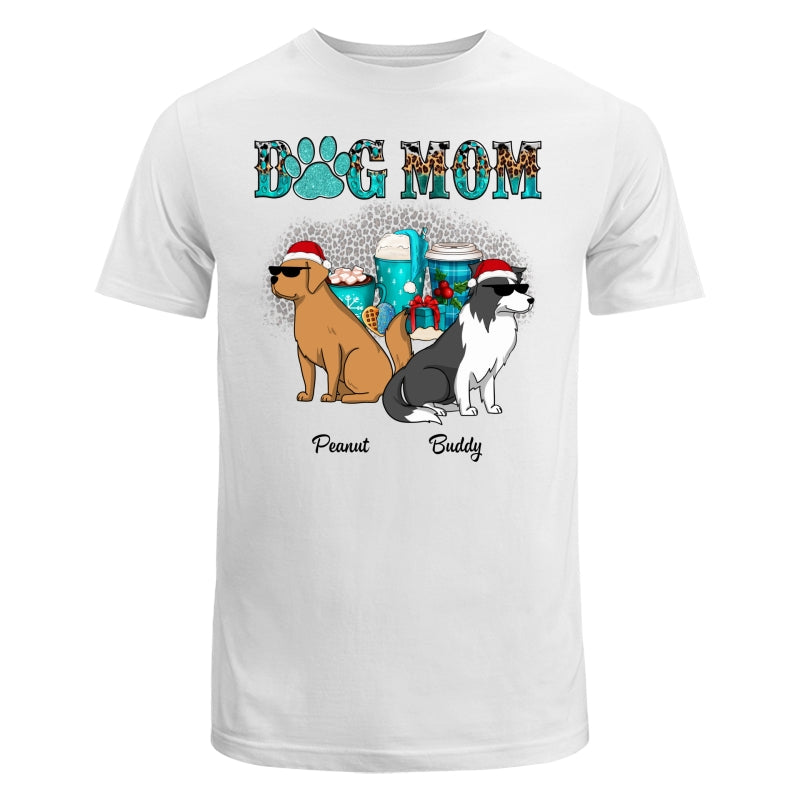 Dog Mom Christmas Drinks Funny Dogs Cartoon Personalized Shirt