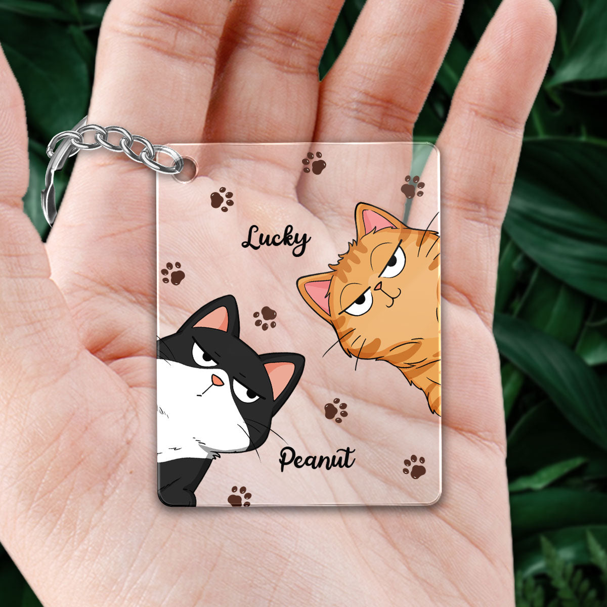 Funny Cats Expressions Paw Pattern Personalized Acrylic Keychain