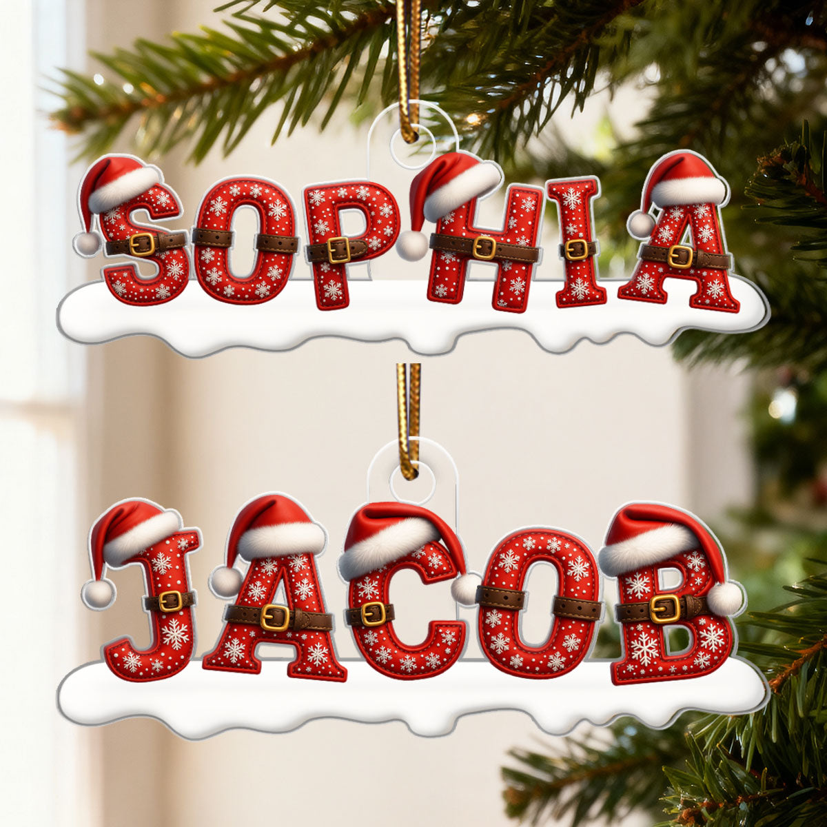 Santa Alphabet Custom Name - Personalized Acrylic Ornament - Christmas Tree Decor