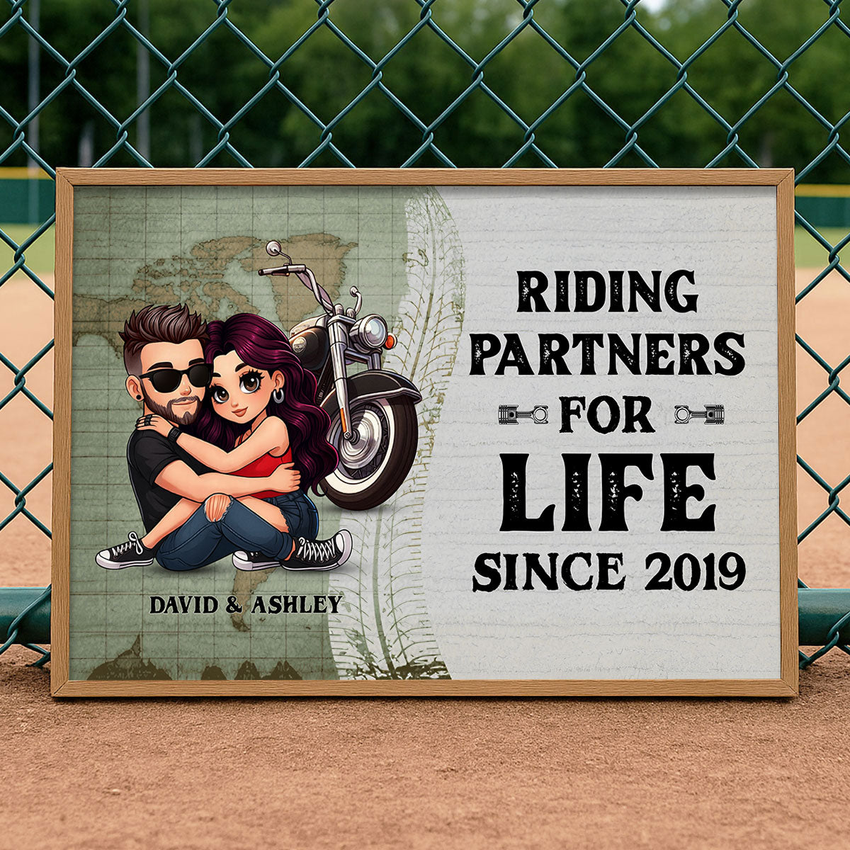 Riding Partners for Life Biker Couple Personalized Poster, Birthday, Anniversary Gift for him, Gift for her