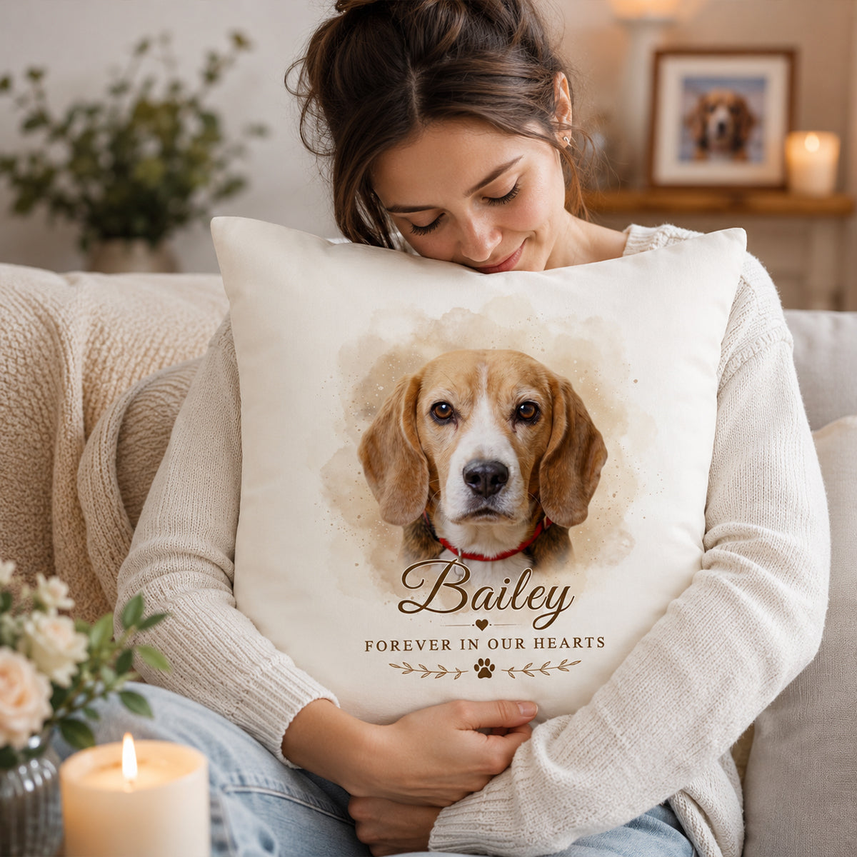 Custom Watercolor Pet Memorial - Personalized Pillow - Memorial Gift, Gift For Pet Lovers