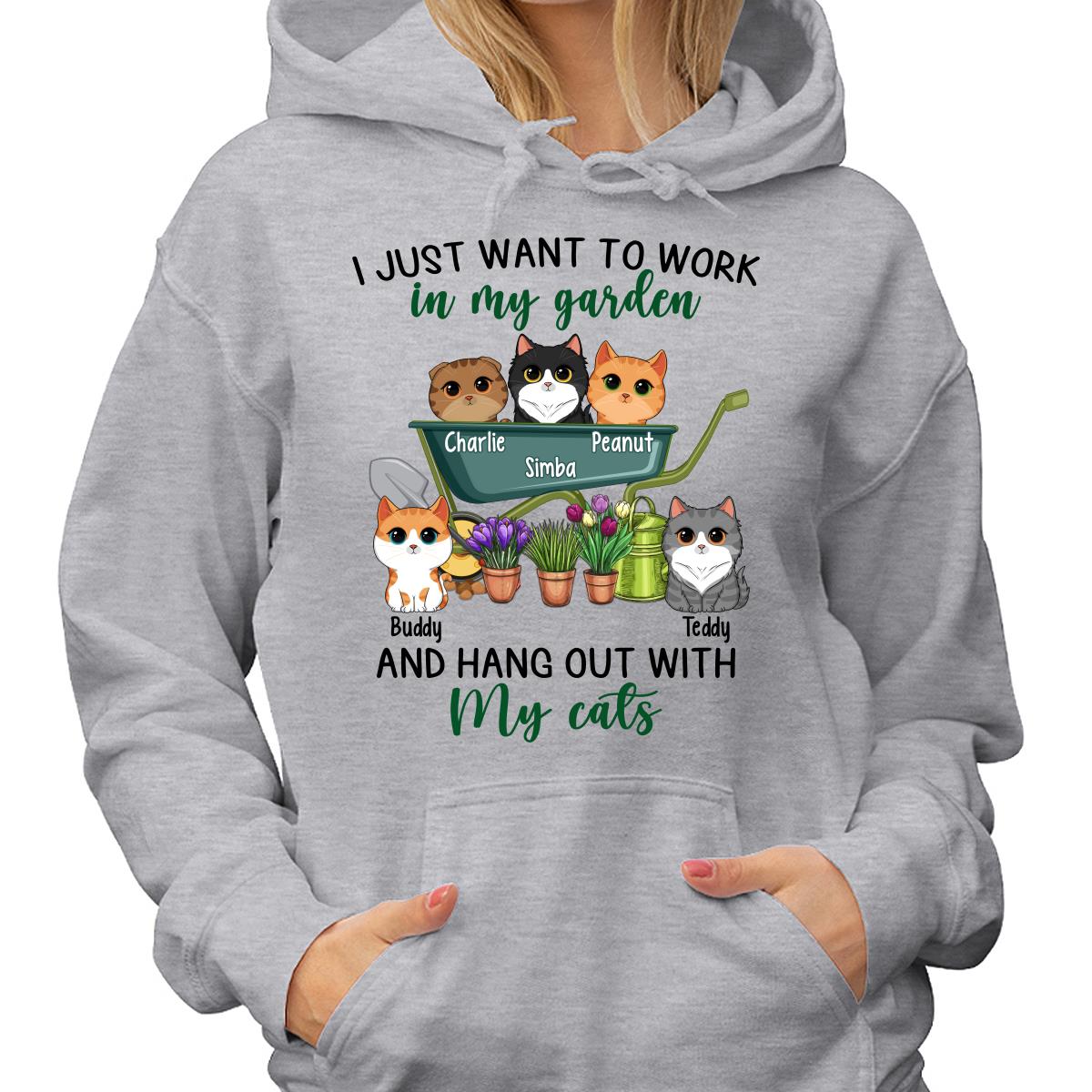Work In Garden And Hang Out With Cats Cute Cat Vector Personalized Shirt