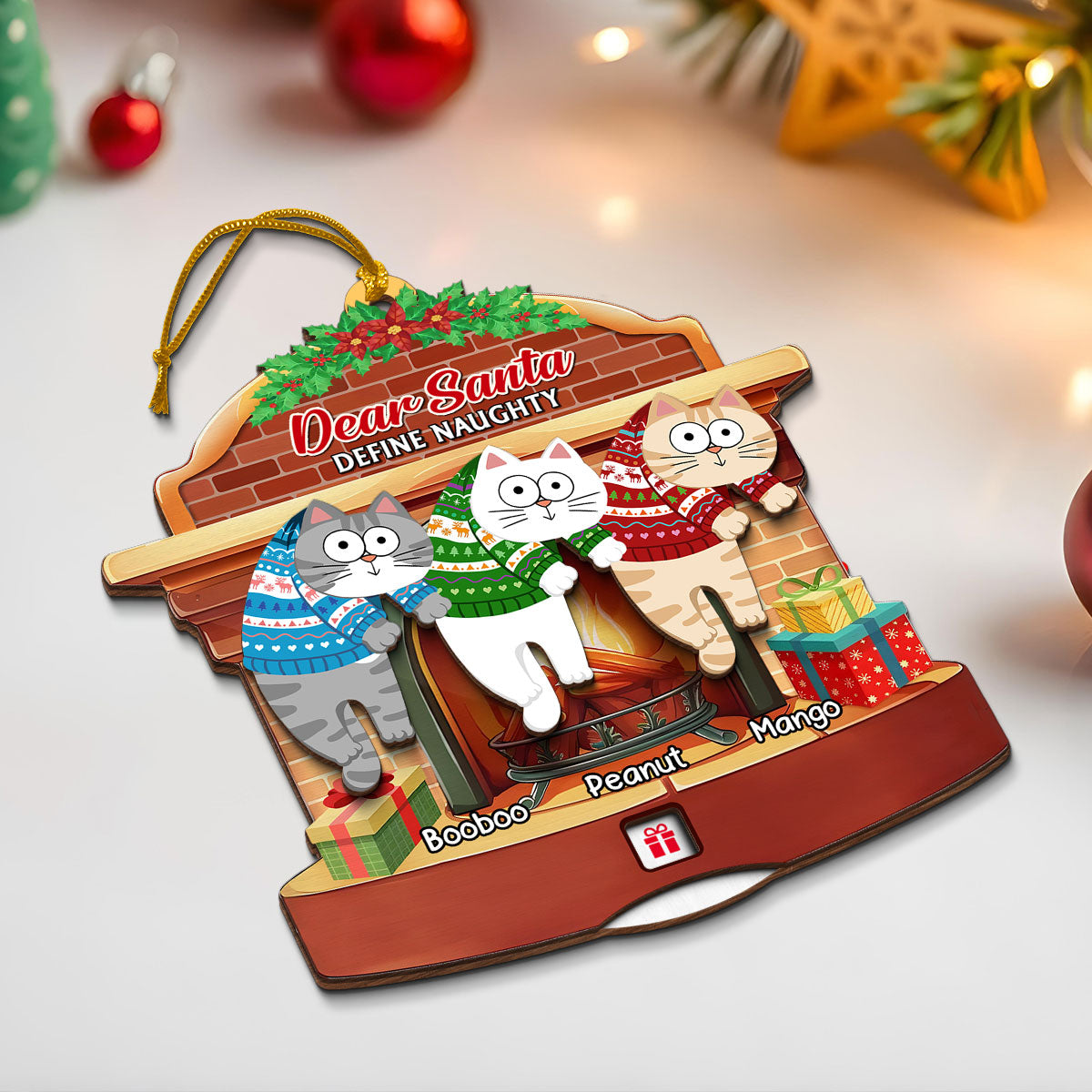 Days Till Santa Arrives Hanging Cats Personalized Countdown Ornament, Christmas Gift For Cat Owners, Cat Lovers