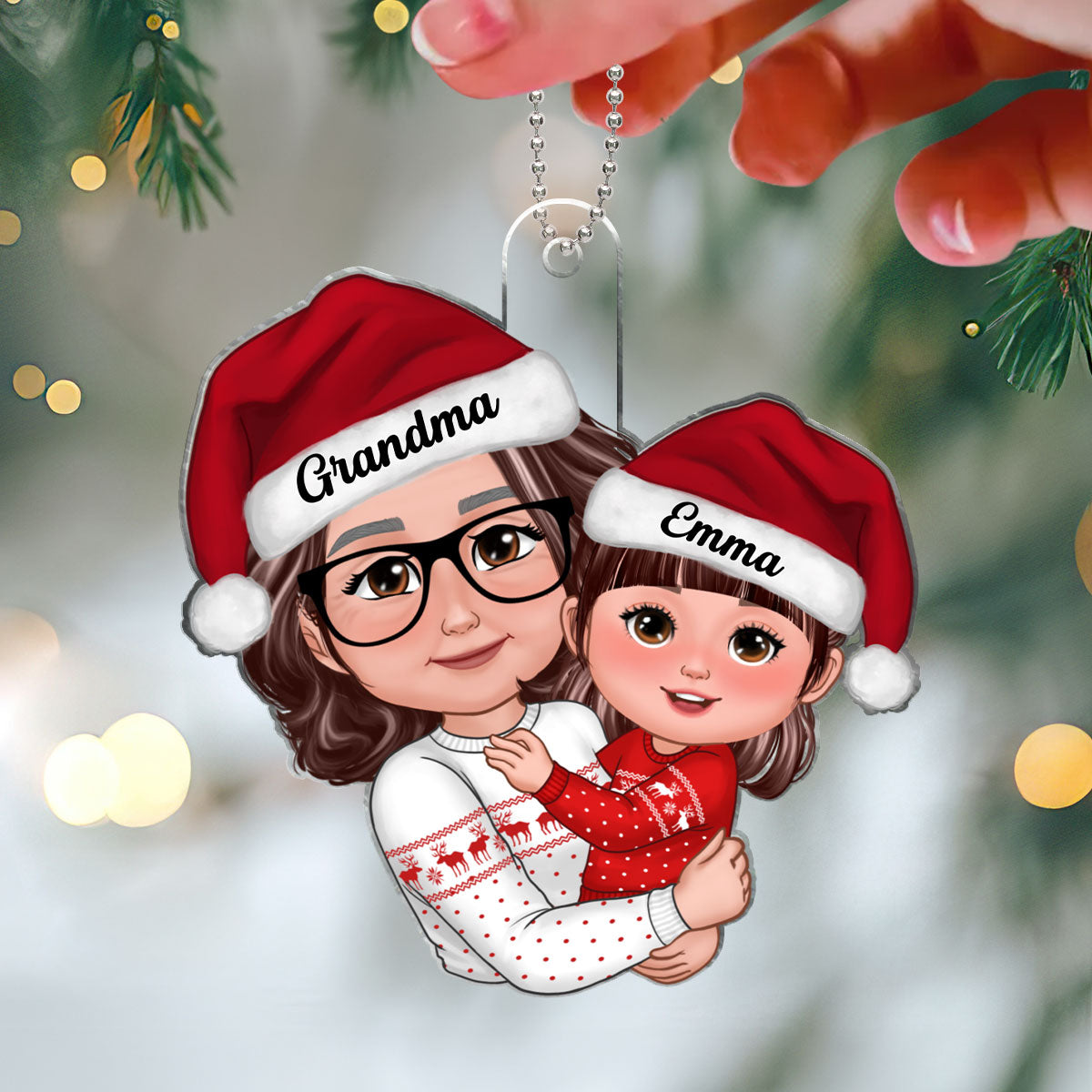 Doll Grandma Hugging GrandKid Christmas Gift For Granddaughter Grandson - Personalized Ornament - Gift For Granddaughter, Grandson