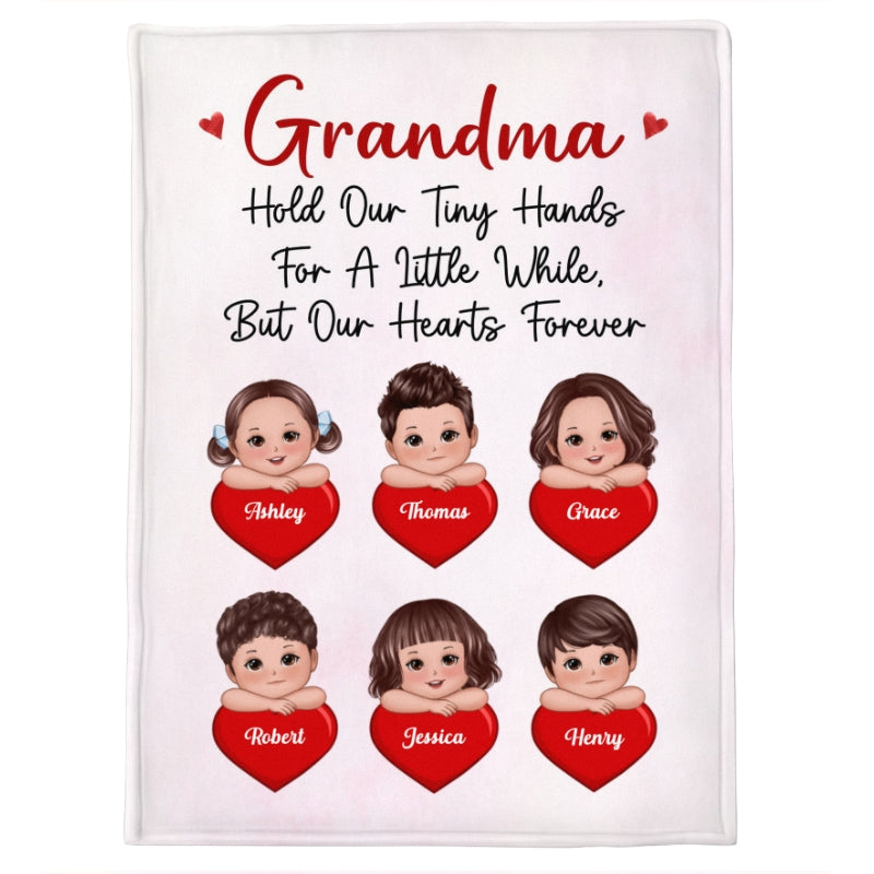 Grandchildren Hold Our Hearts Forever Cute Kid Laying Head On Arms Personalized Fleece Blanket
