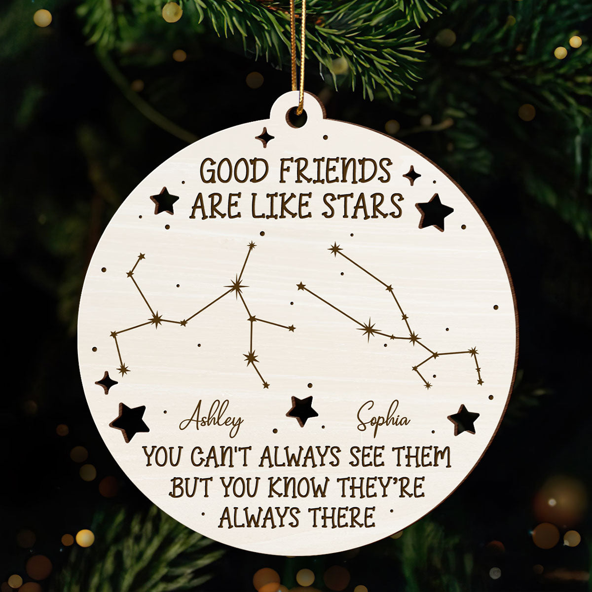 Friends Are Like Stars Zodiac Sign Personalized Wooden Ornament