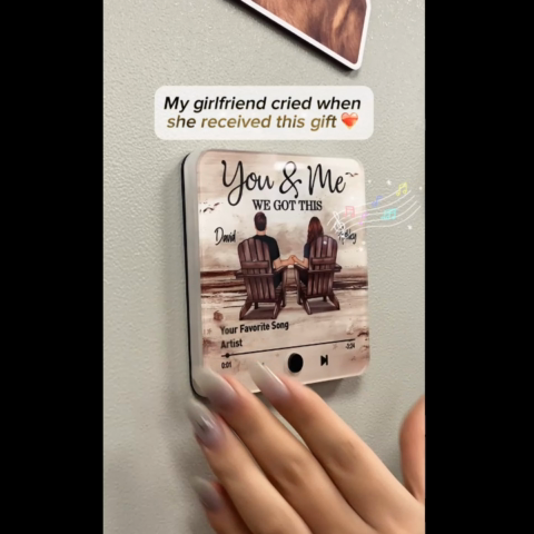 Couple You & Me We Got This Retro Personalized Music Fridge Magnet, Heartfelt 2025  Gift For Couple, For Him, For Her, Boyfriend, Girlfriend, Husband, Wife