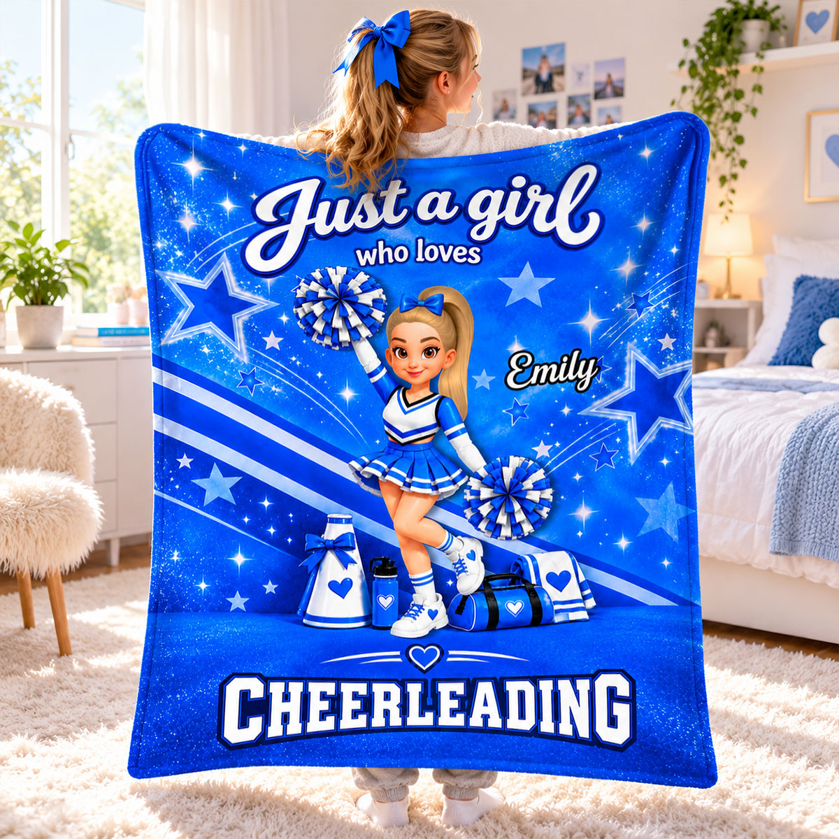 Just A Girl Who Loves Cheerleading - Personalized Fleece Blanket - Christmas Gift For Cheerleaders, Daughter, Granddaughter