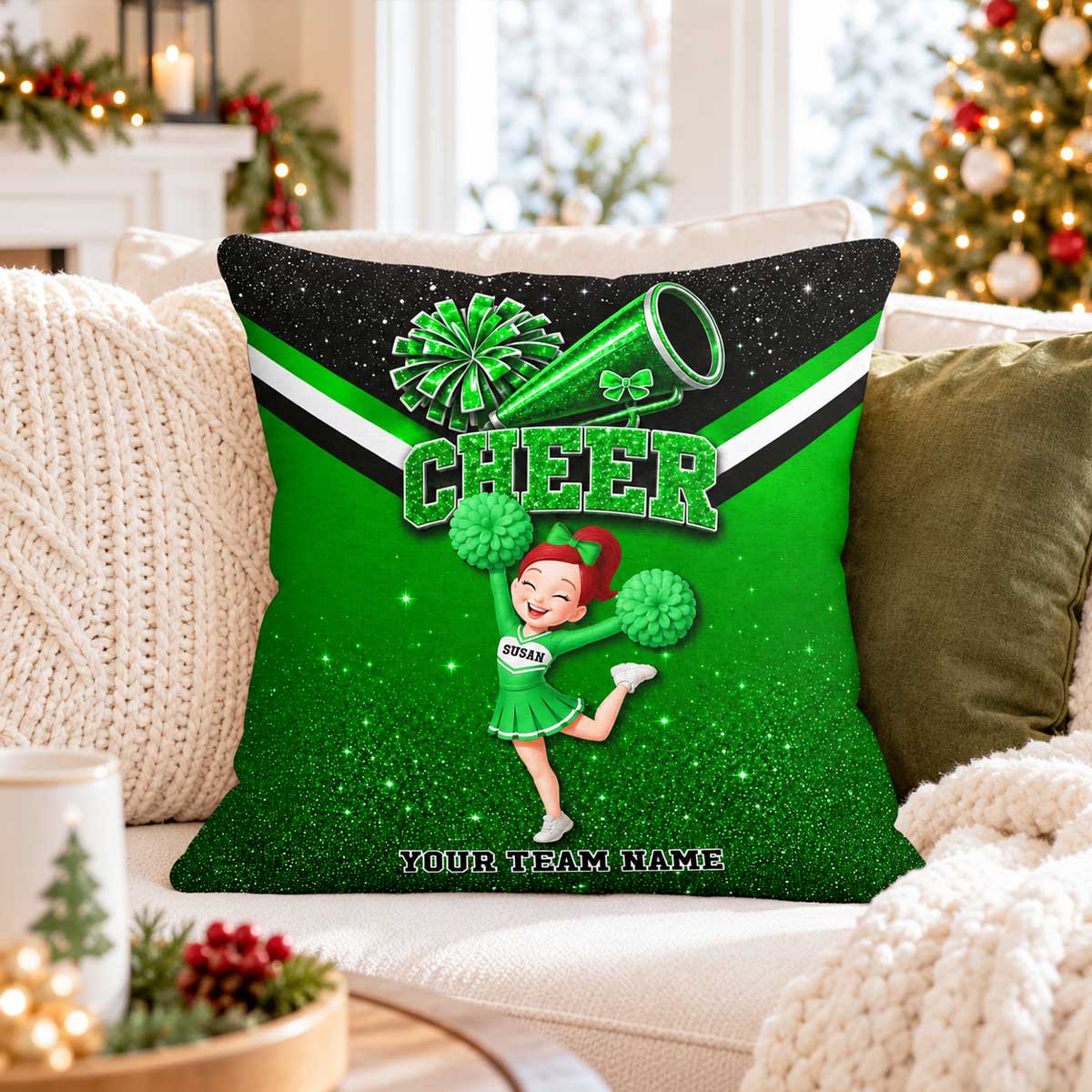 Proud Cheerleader Custom Name And Team Name - Personalized Pillow - Christmas Gift For Cheerleaders, Daughter, Granddaughter