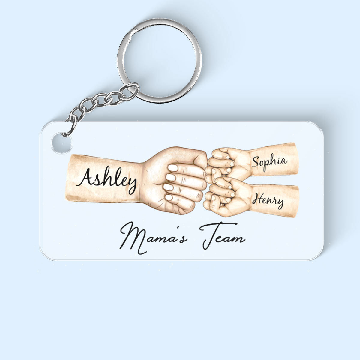 Mama's Team Fist Bump Personalized Acrylic Keychain, Gift For Mom, Grandma