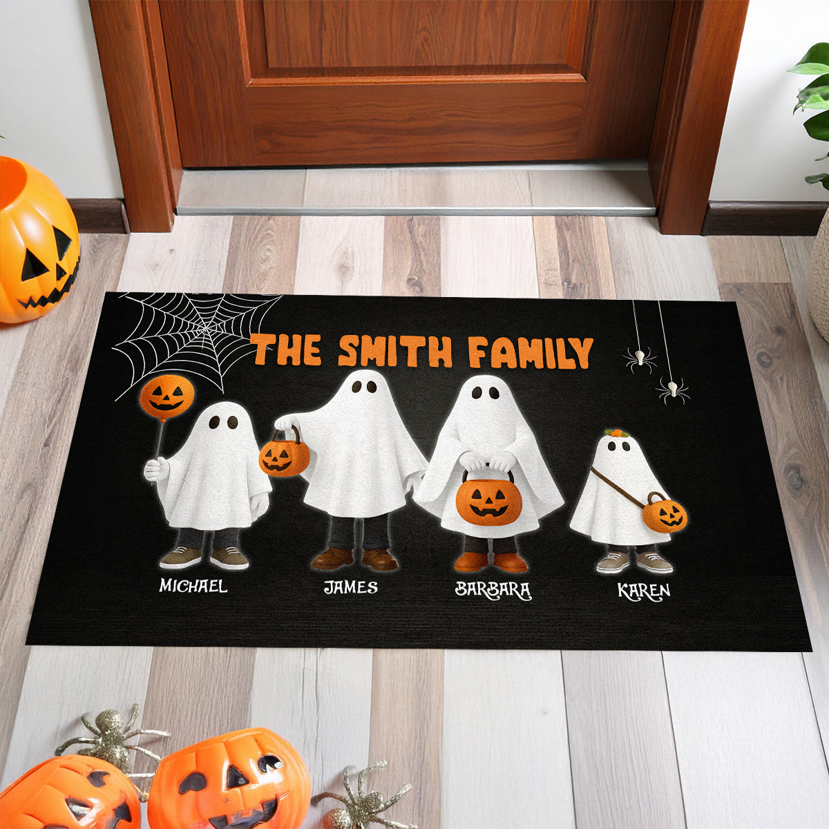 3D Effect Halloween Cute Funny Boo Family Personalized Doormat