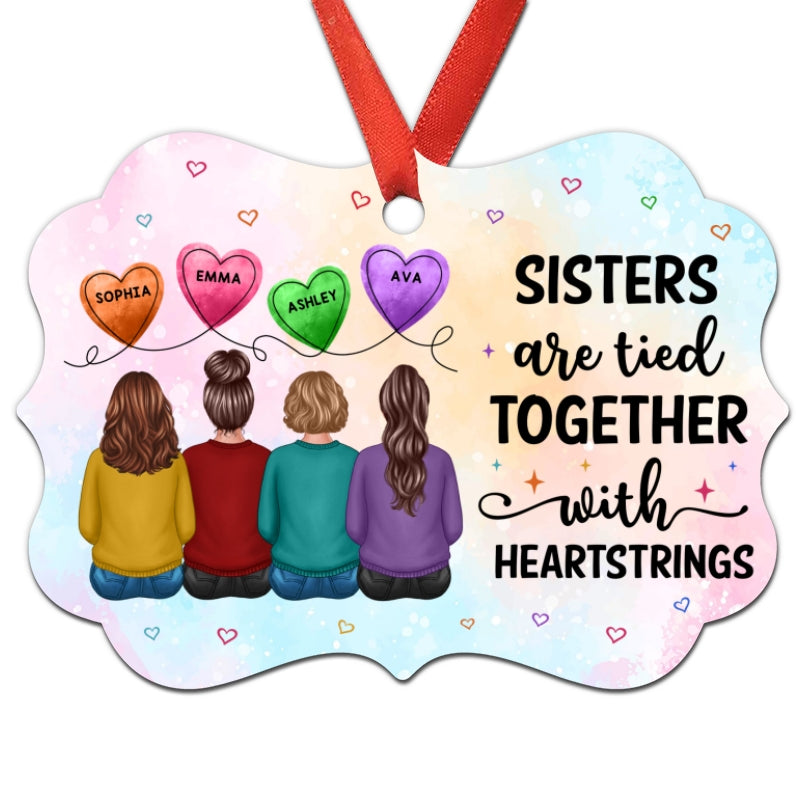 Sisters Siblings Family Heartstrings Personalized Christmas Ornament