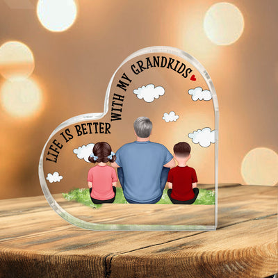 Life Is Better With Grandkids Personalized Acrylic Heart Plaque