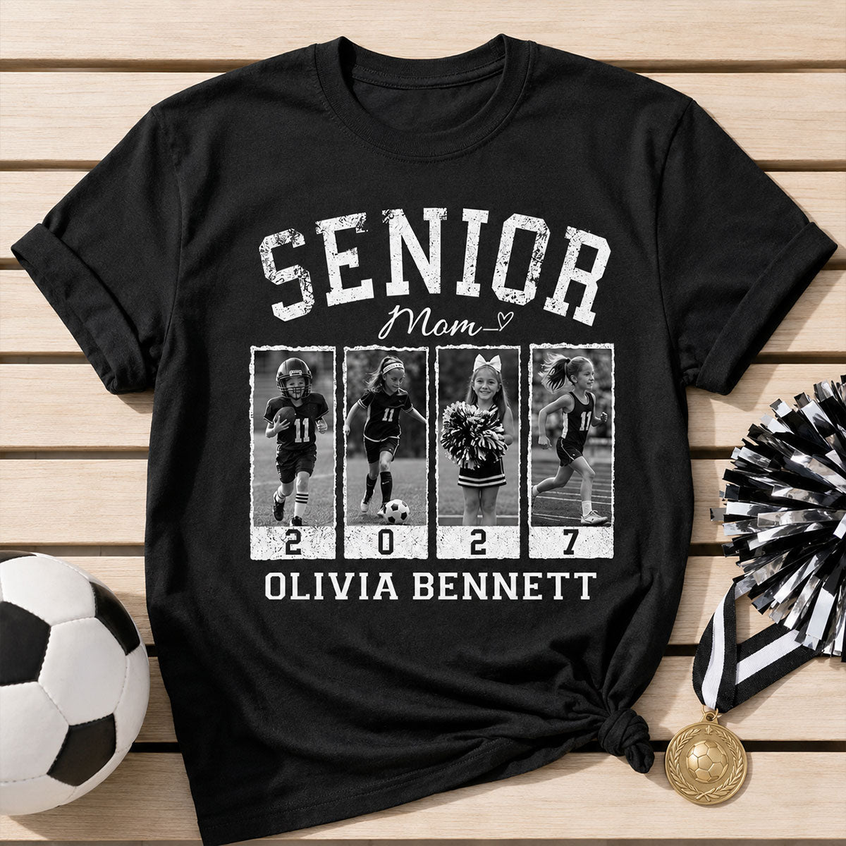 Senior Mom Retro Photos - Personalized Shirt - 2027 Senior Bootleg Shirt