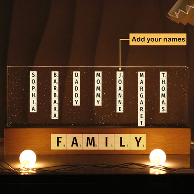 Family Friends Grandma Puzzle Words Personalized Acrylic Block LED Night Light
