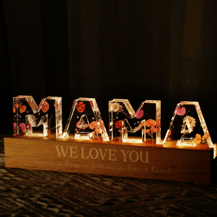 Custom Flower Printed LED Night Light, Birth Month Flower, Gift For Grandma, Gift For Mom, Gift For Mother's Day