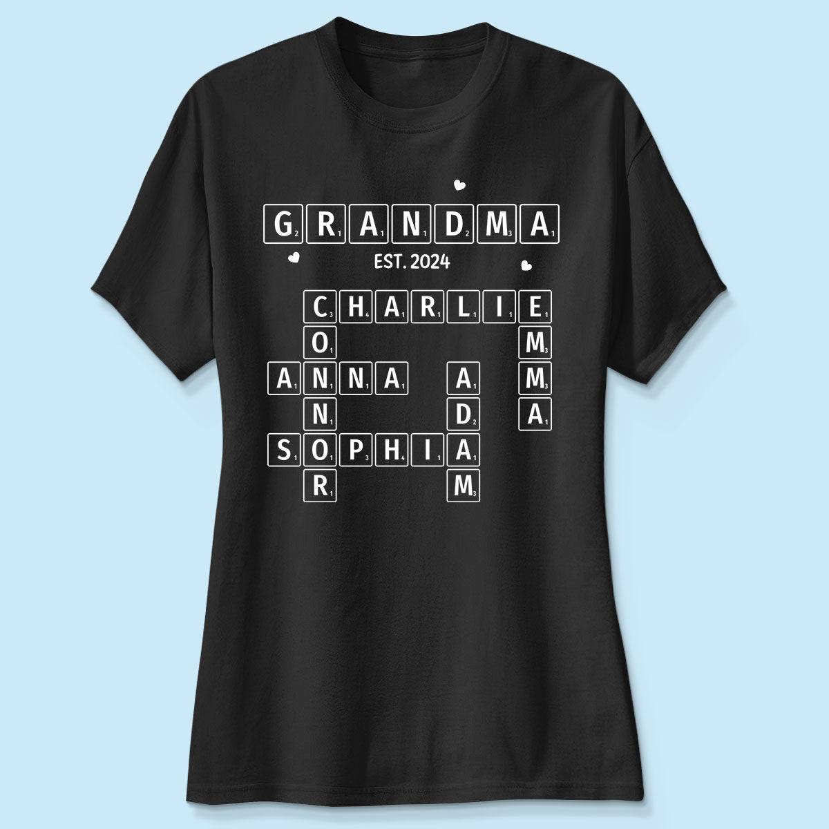 Grandma Grandpa Est. Crossword Art Puzzle Personalized Shirt