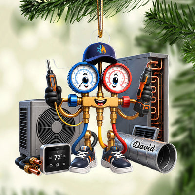 Christmas HVAC Unit - Personalized Acrylic Ornament, Custom AC Technician Gift, Funny Electrician Holiday Decor