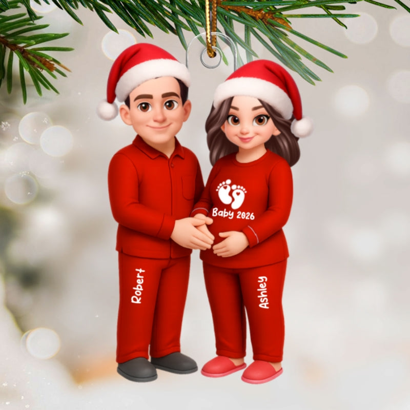 Expecting Parents Christmas Pregnancy Baby Arriving - Personalized Acrylic Ornament