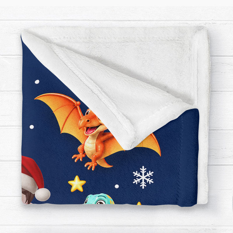 Trending Dinosaur for Boys and Girls - Personalized Fleece Blanket - Christmas Gift For Kids Grandkids