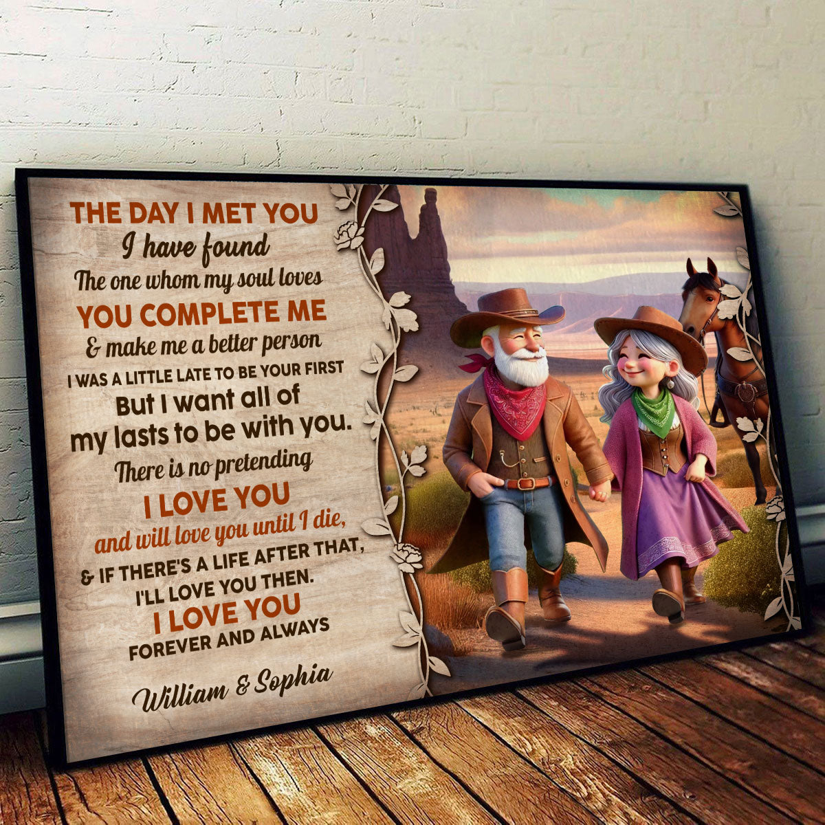 The Day I Met You Cowboy Happy Old Couple Personalized Poster, Anniversary  Gift For Him, For Her, Husband, Wife