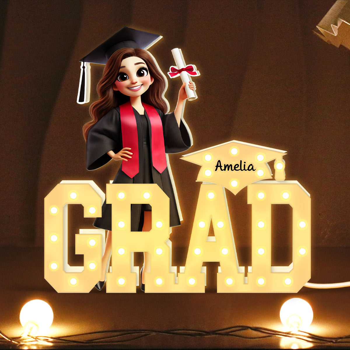 3D Effect 2025 Graduation Marquee Letters Personalized Light Box, Graduation Gift